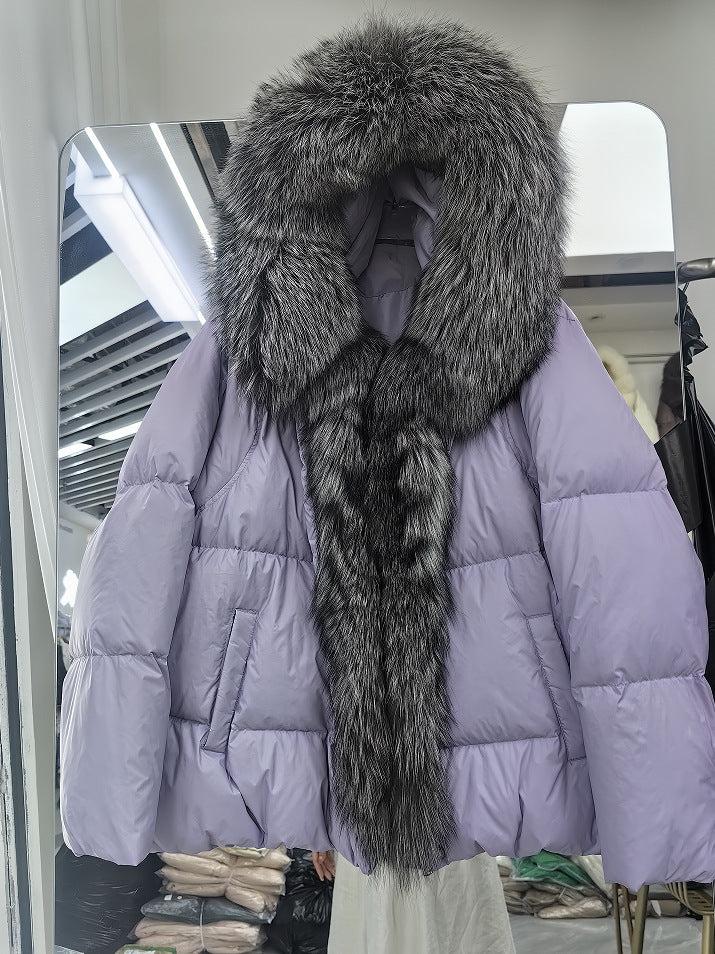 Fox Big Fur Collar Duck Down Down Jacket Female