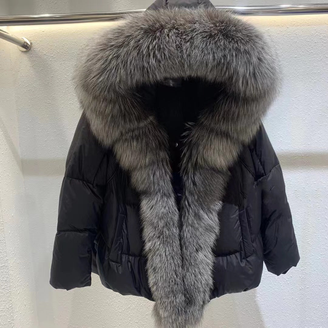 Fox Big Fur Collar Duck Down Down Jacket Female