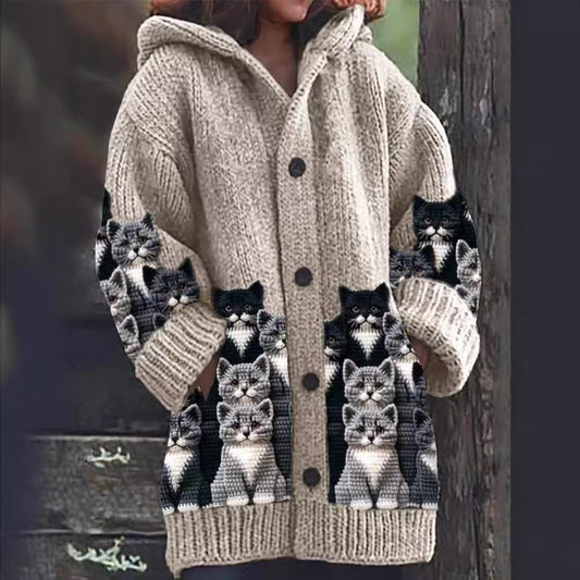 Halloween Animal Print Casual Hooded Cape Coat