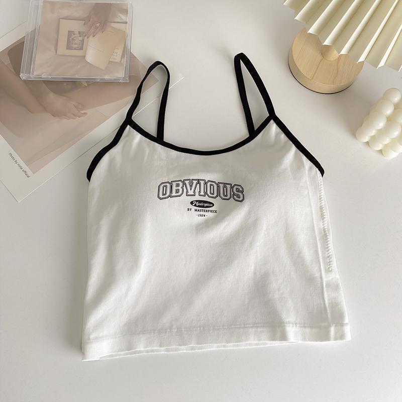 Retro Alphabet Strap Versatile Women's Top