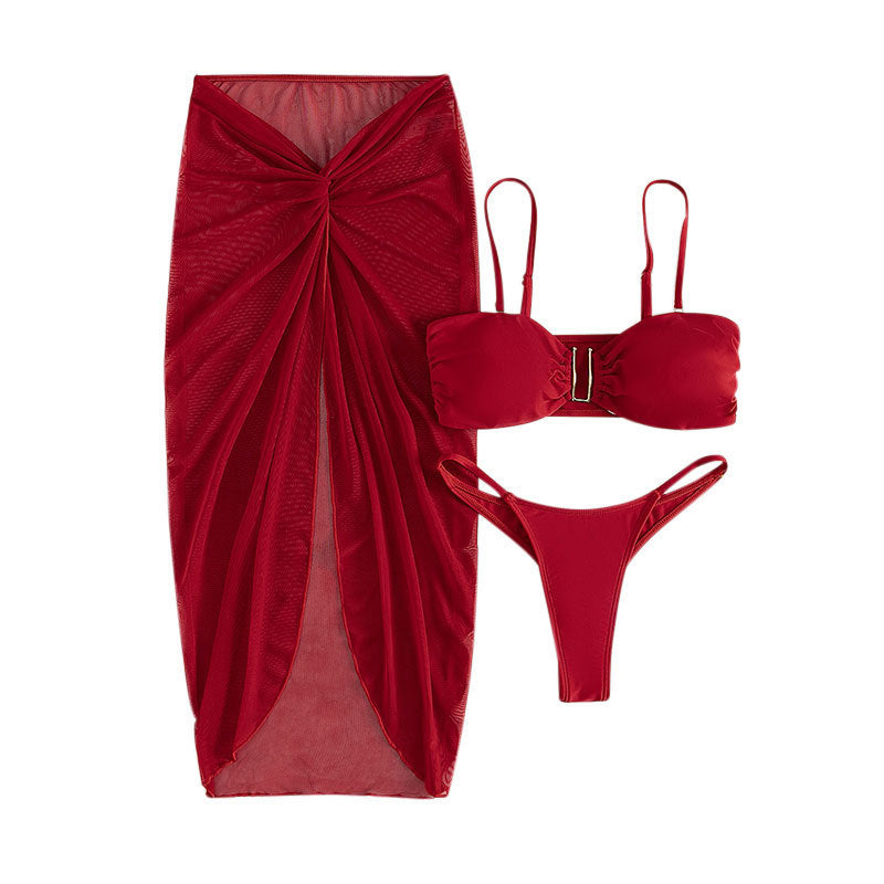 Split Swimsuit Ladies Three-piece Set Mesh