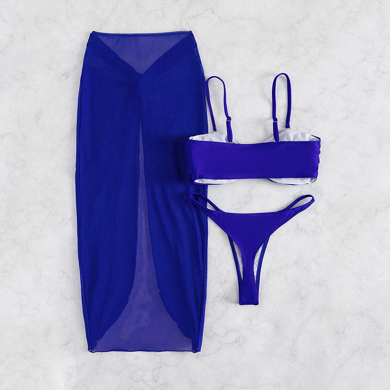 Split Swimsuit Ladies Three-piece Set Mesh