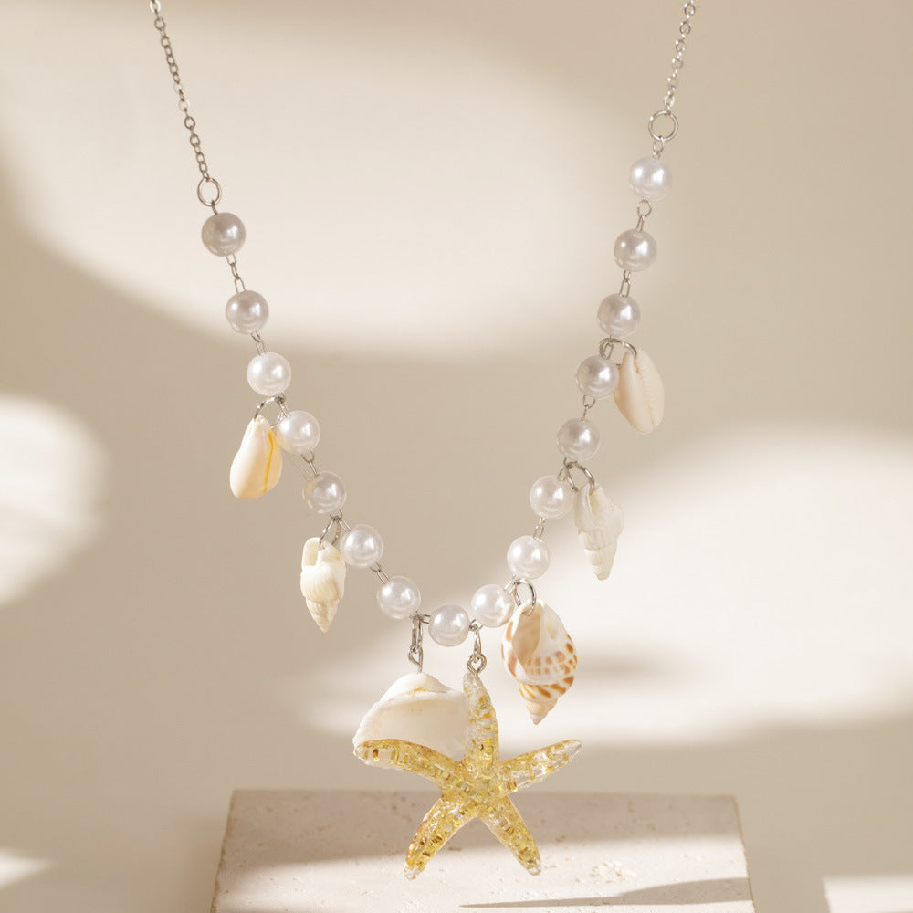 Pearl Conch Starfish Necklace Fashion Shell Clavicle Chain